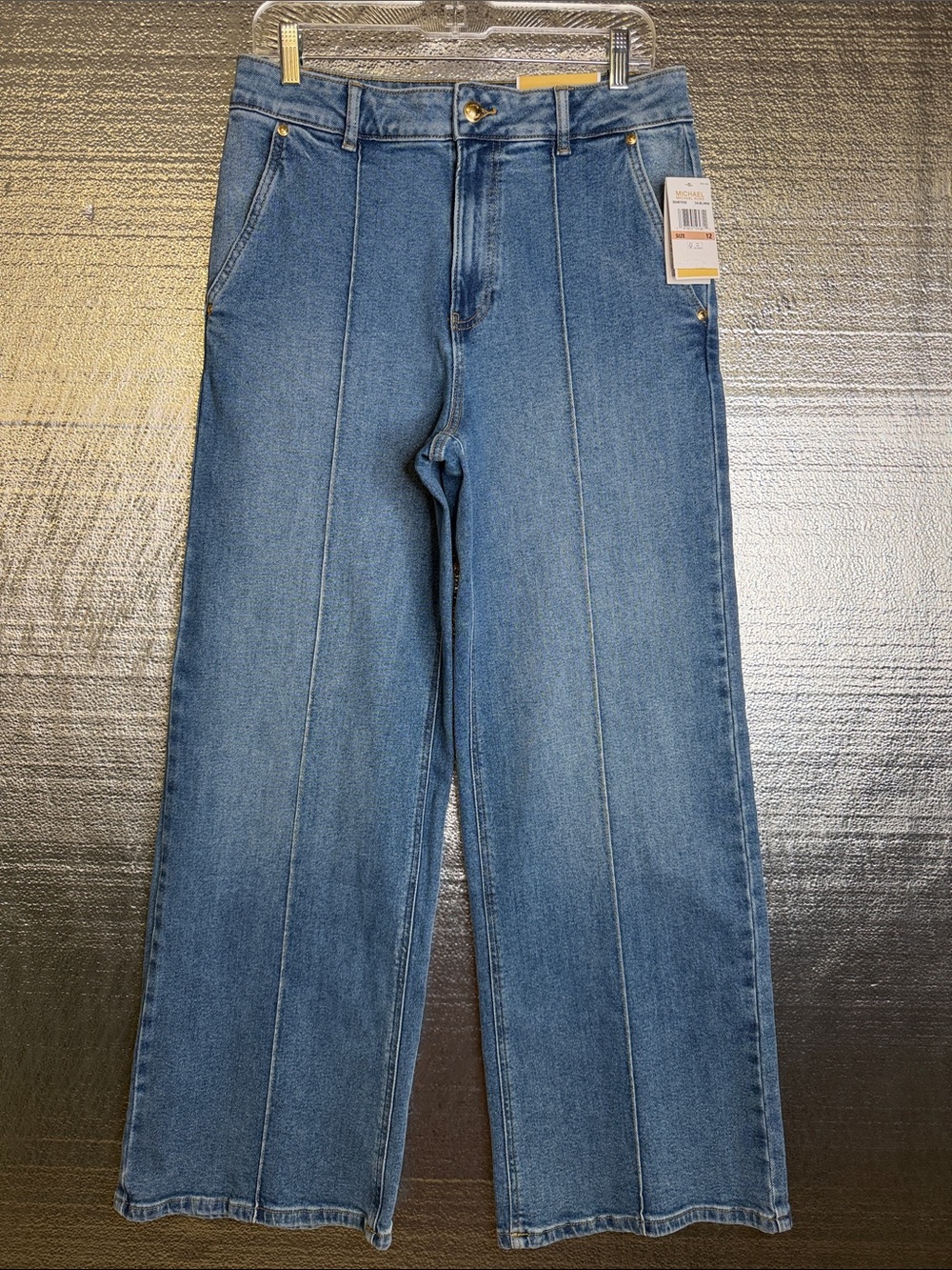 Michael Kors Mid-Blue High-Rise Wide Straight Jeans